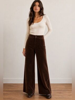 Vintage 1980's  Wrangler Brown Velvet Wide Leg Vintage Size 14 Size 6 US